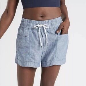 Athleta Cabo Linen Short 12 / 10 if curvy Chambray Light Blue